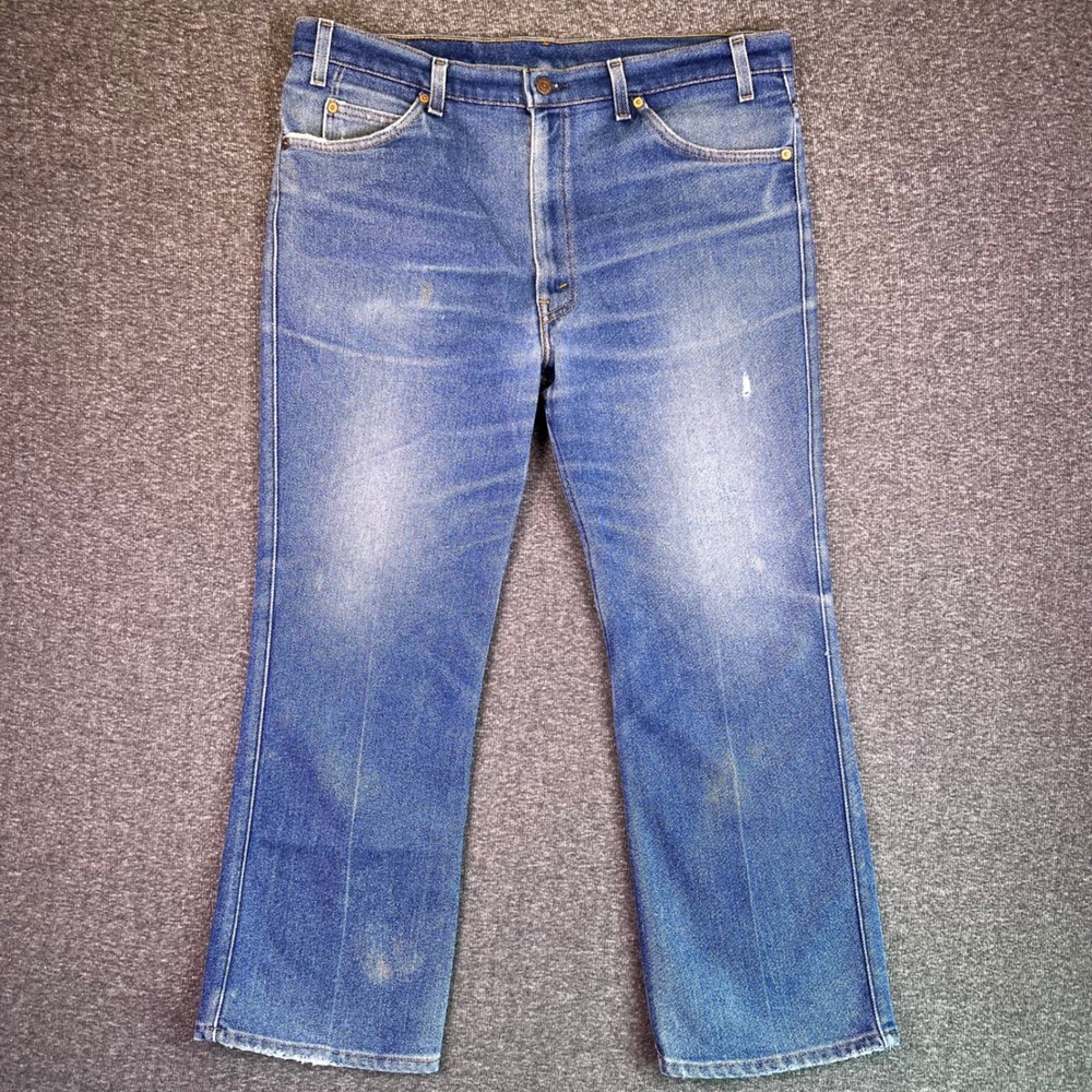VTG 80s Levis Jeans Mens 39x28 Blue Straight Orange Tab Casual Denim 515 Stamp‎